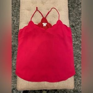 J. Crew scalloped spaghetti strap blouse. Pink.